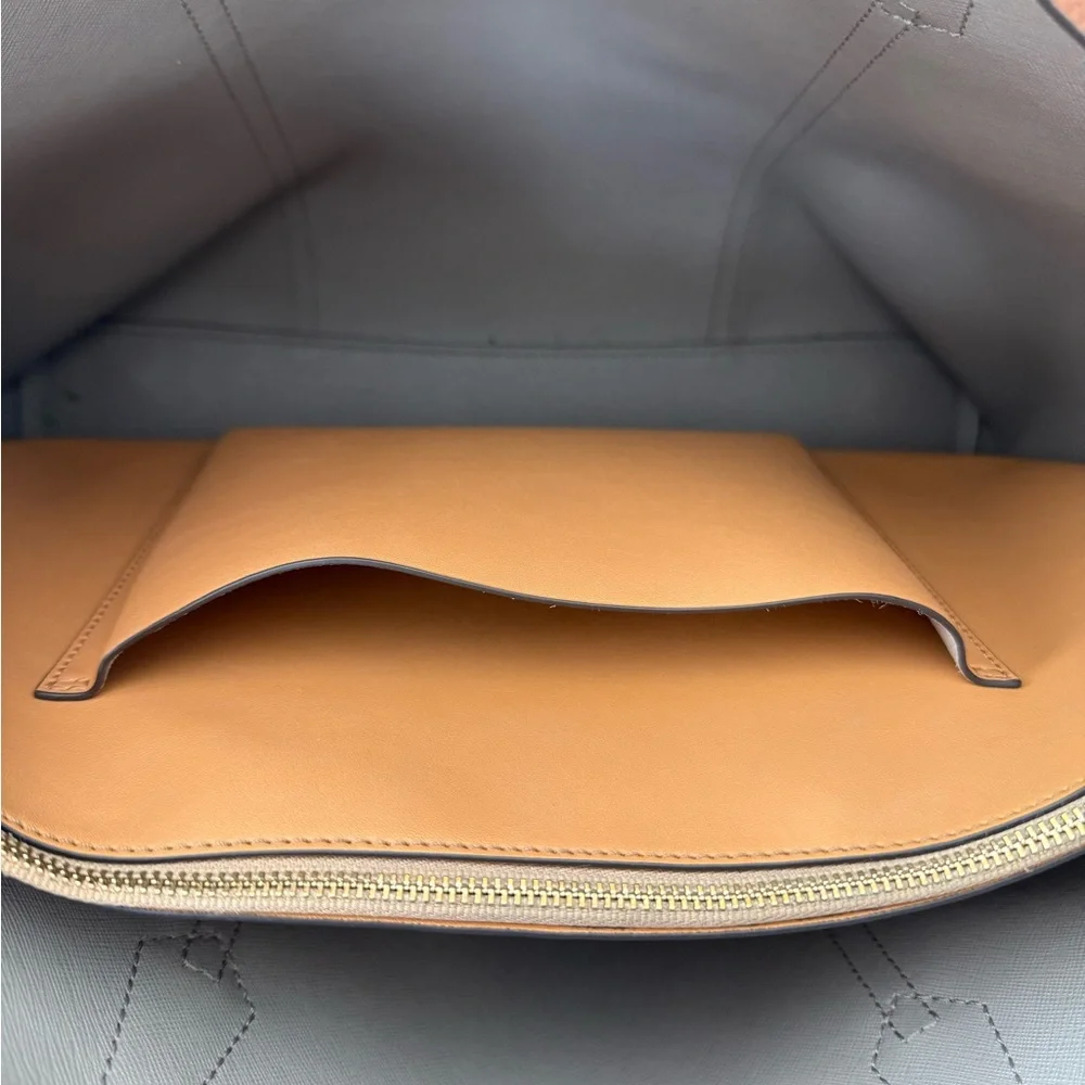 Tory Burch Brown Leather Tote with Gold Accent - Picture 7 of 12